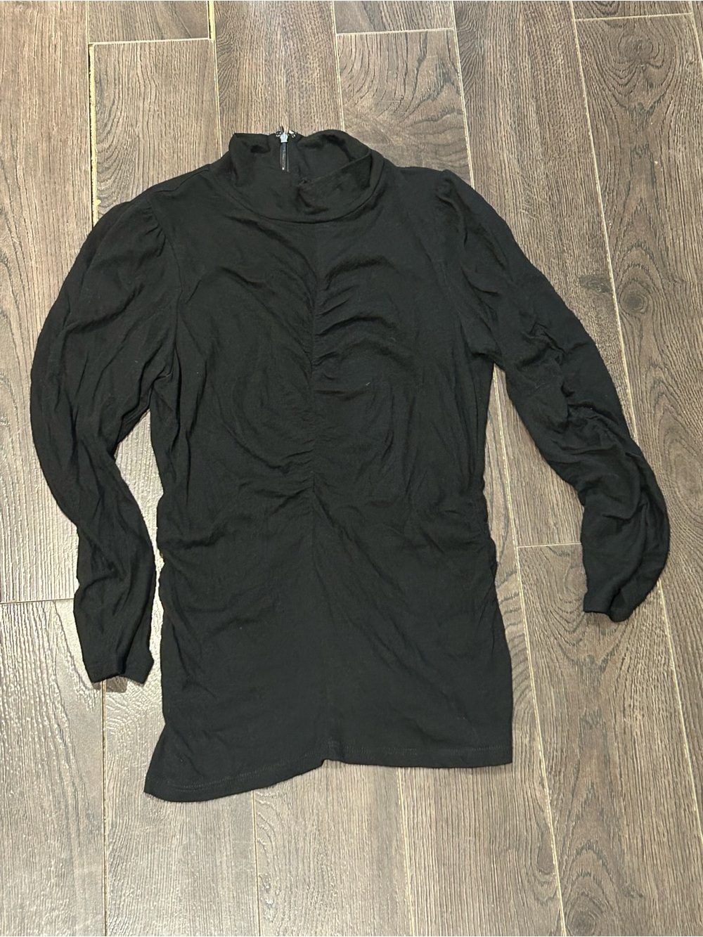 Rebecca Taylor Black Long-Sleeve Mock Neck Top